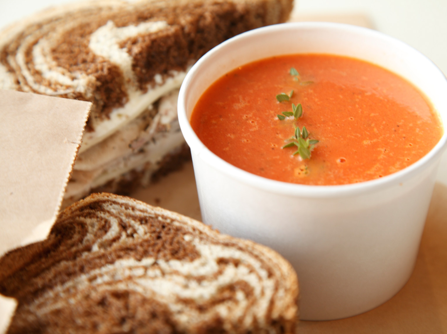 Turkey and cheese with Tomato soup